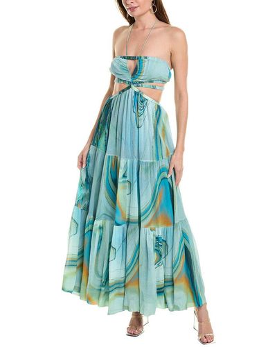 Jonathan Simkhai Shailene Laurel Silk-blend Maxi Dress - Blue