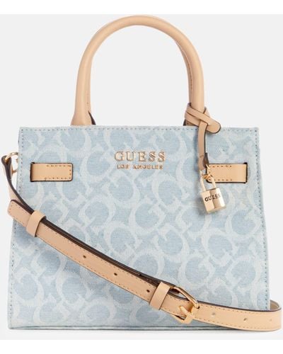 Guess Factory Lindfield Denim Logo Small Satchel - Blue