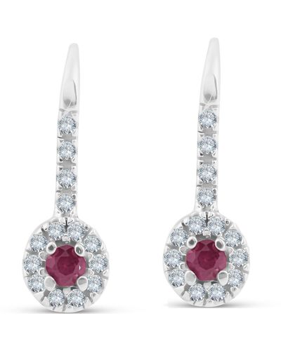 Pompeii3 1/4ct Ruby & Diamond Drop White Gold Earrings 14k White Gold - Red