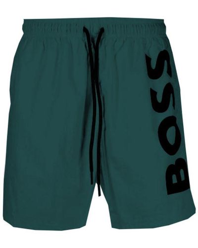 BOSS Men Standard Octopus Swim Shorts Trunks Silver Pine - Green