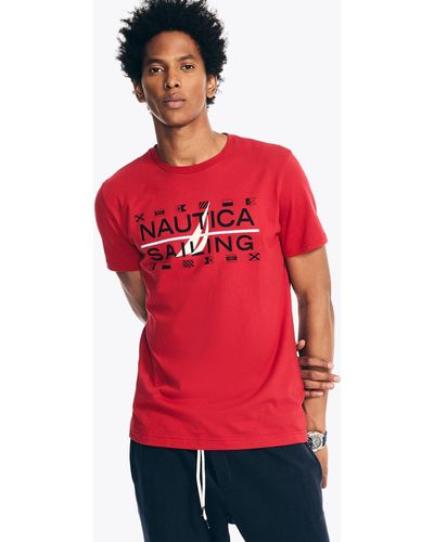 Nautica Sustainably Crafted Sailing Graphic T-shirt - Red