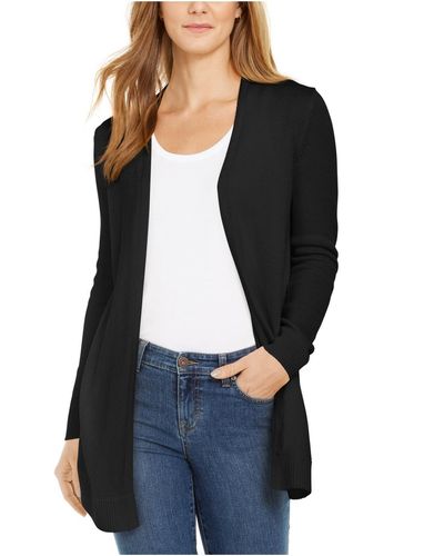 Charter Club Petites Open Front Midi Cardigan Top - Blue