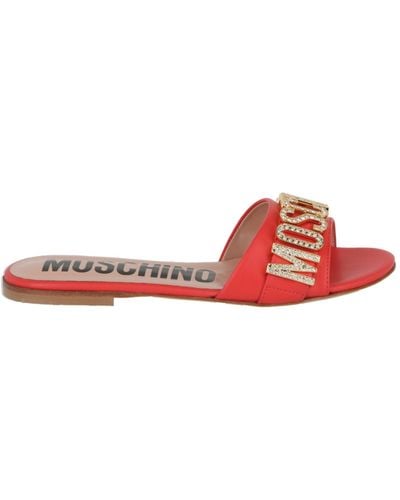 Moschino Jewel Logo Flat Sandals - Red
