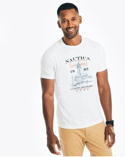 Nautica Sustainably Crafted Lighthouse Graphic T-shirt - White