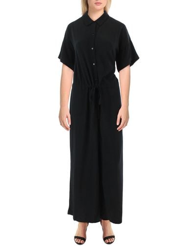 Eileen Fisher Point-collar Wide-leg Jumpsuit - Black