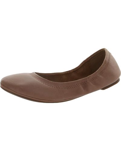 Lucky Brand Emmie Leather Round Toe Ballet Flats - Brown