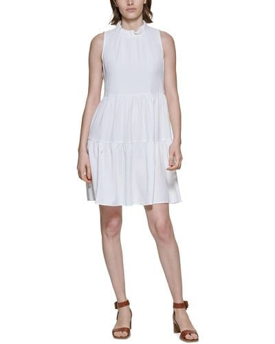 Calvin Klein Ruffled Mini Fit & Flare Dress - White