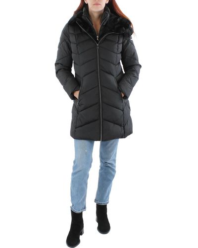 Laundry by Shelli Segal Quilted Faux Fur Trim Puffer Jacket - Black