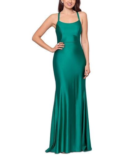 Xscape Satin Maxi Evening Dress - Green