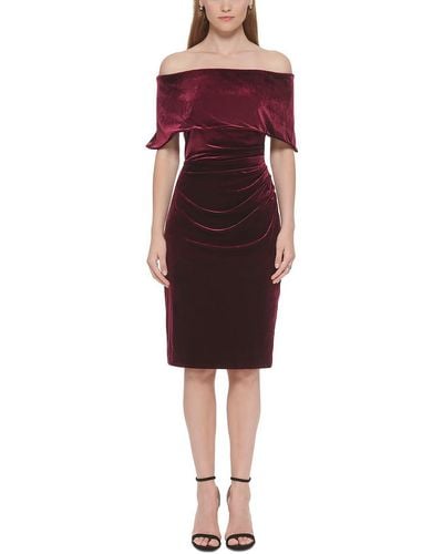 Vince Camuto Velvet Mini Cocktail And Party Dress - Red