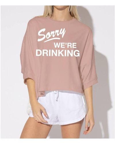 Sub_Urban Riot Sorry We're Drinking Sweatshirt - Pink