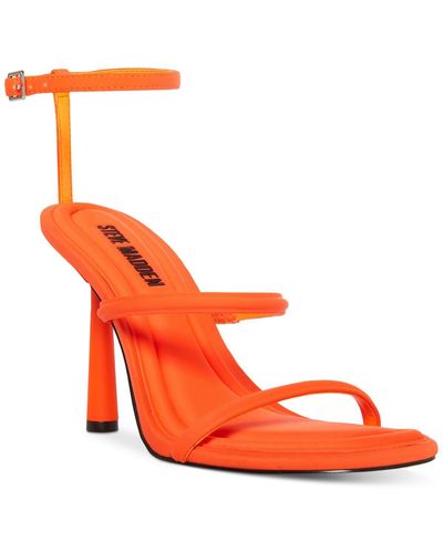Steve Madden Briella Ankle Strap Square Toe Heels - Orange