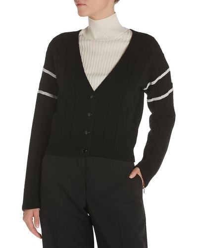 Moncler Wool Blend Wool Cardigan Sweater - Black