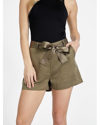 Guess Factory Twila Belted Twill Shorts - Green