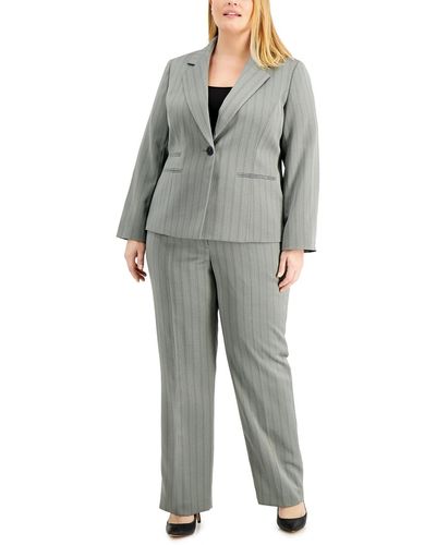 Le Suit Plus 2pc Polyester Pant Suit - Gray