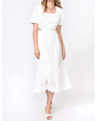Adelyn Rae Katina Embroidered Cut Out Midi Dress - White