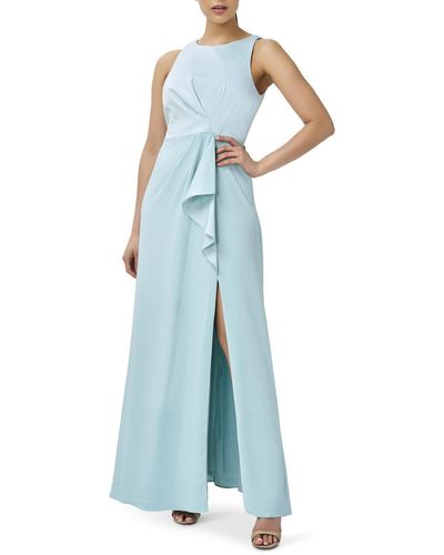 Adrianna Papell Halter Ruffled Evening Dress - Blue