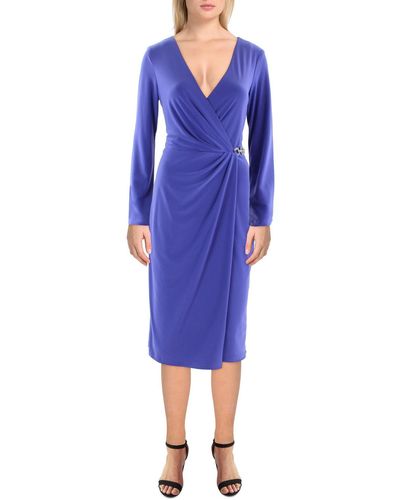 Lauren by Ralph Lauren Faux Wrap Short Wrap Dress - Blue