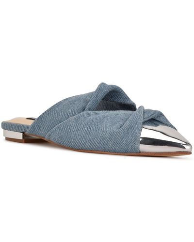 Nine West Findya Canvas Slip On Mules - Blue