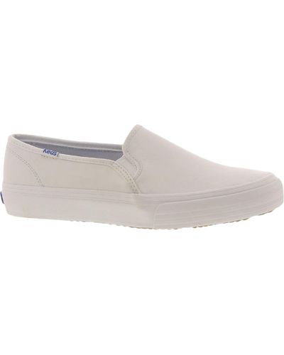 Keds Double Decker Leather Slip On Loafers - White