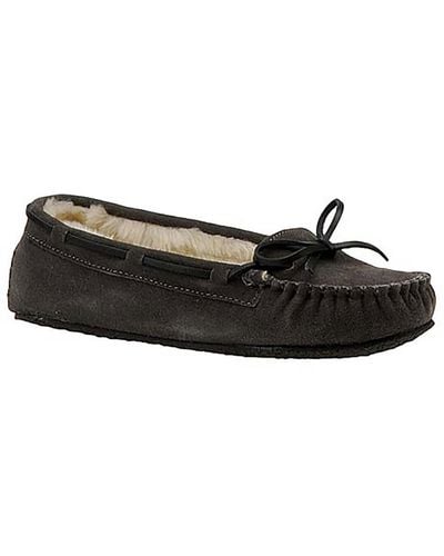 Minnetonka Cally Suede Moccasin Slippers - Black