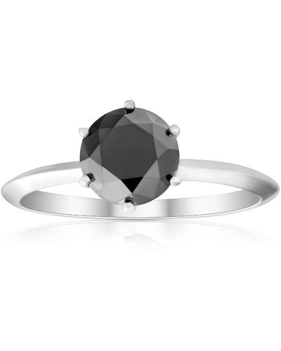 Pompeii3 1 1/2 Ct Black Diamond Solitaire Engagement Ring 14k White Gold
