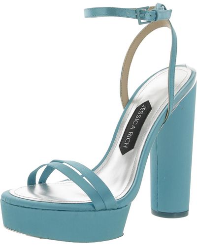 Jessica Rich Platform Open Toe Ankle Strap Platform Sandals - Blue