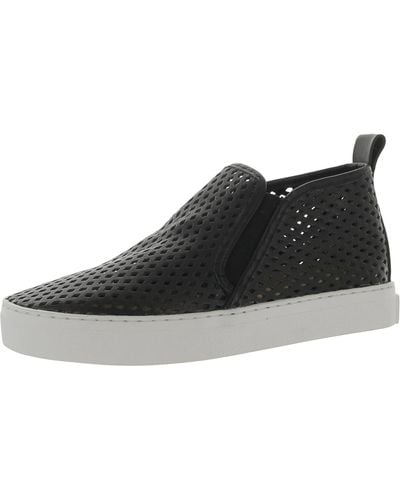 Jibs Mid Rise Leather Perforated Slip-on Sneakers - Black