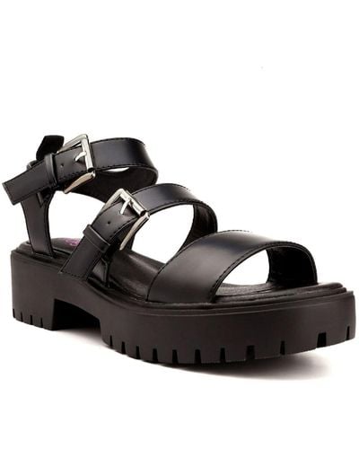 Sugar Indigo Patent Casual Slingback Sandals - Black