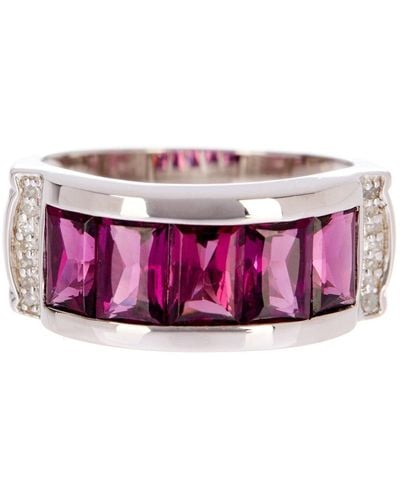 Savvy Cie Jewels Sterling Silver .03 Diamonds/ 4.80 Ct Rhodlite Garnet - Pink