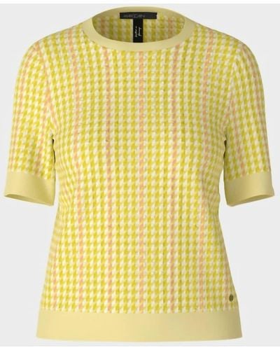 Marc Cain Check Short Sleeve Sweater - Yellow