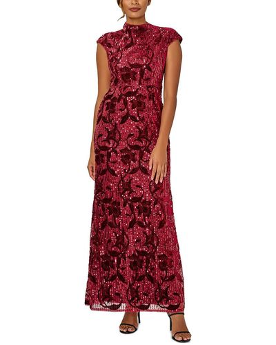 Adrianna Papell Embroidered Maxi Evening Dress