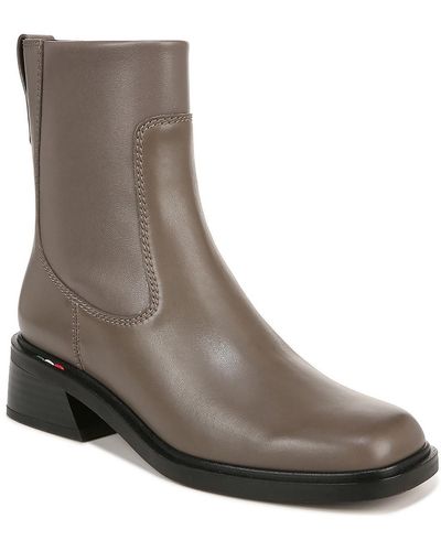 Franco Sarto Gracelyn Leather Square Toe Ankle Boots - Brown