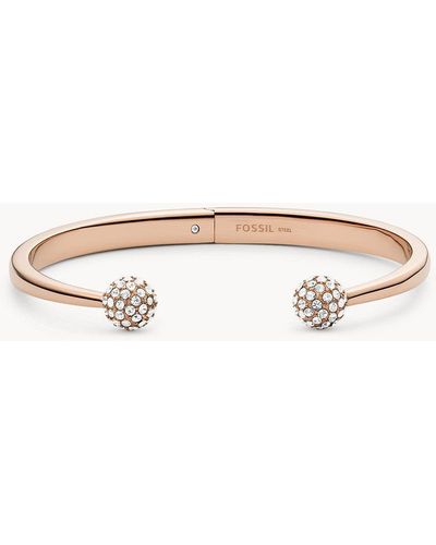Fossil Rose Gold Stainless Steel Cuff Bracelet - Pink
