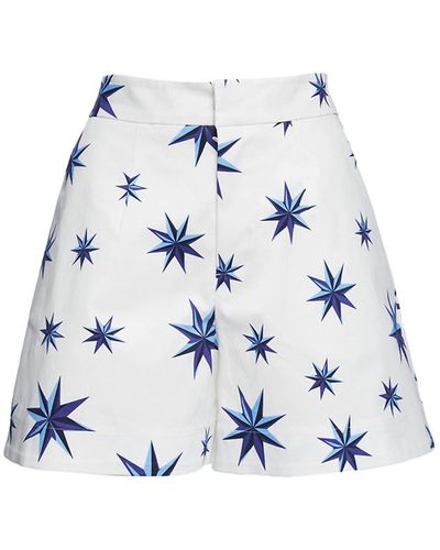 La DoubleJ Anemone printed chevron-knit shorts - Blue