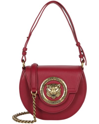 Just Cavalli Icon Leather Shoulder Bag - Red