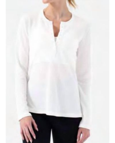 Nux Henley Long Sleeve Top - White