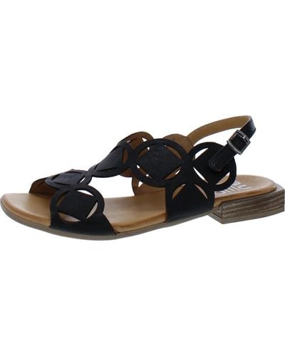 BUENO Leather Cut-out Slingback Sandals - Black