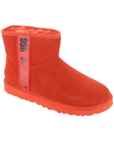 UGG Classic Mini Suede Faux Fur Lined Ankle Boots - Red