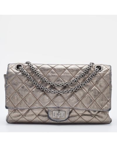 Chanel Metallic Quilted Leather Reissue 2.55 Classic 226 Flap Bag - Gray