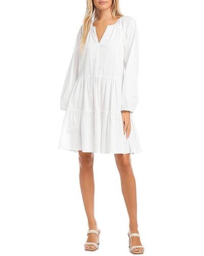 Karen Kane Tiered Mini Fit & Flare Dress - White