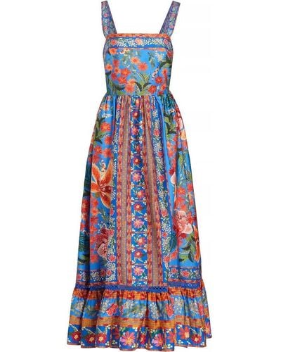 FARM Rio Stitched Garden Tiered Maxi Dress - Blue