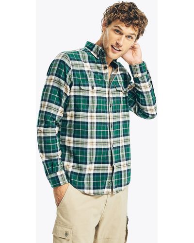 Nautica Sustainably Crafted Plaid Flannel Shirt - Green