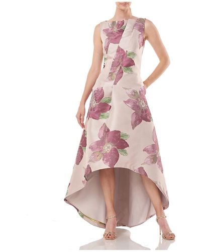 Kay Unger Floral Hi-low Evening Dress - Pink