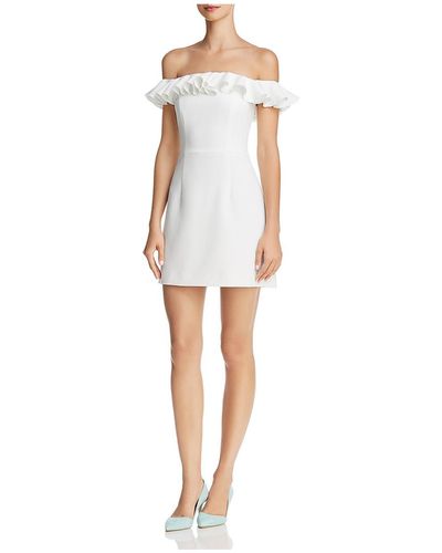 French Connection Whisper Ruffled Sleeveless Mini Dress - White