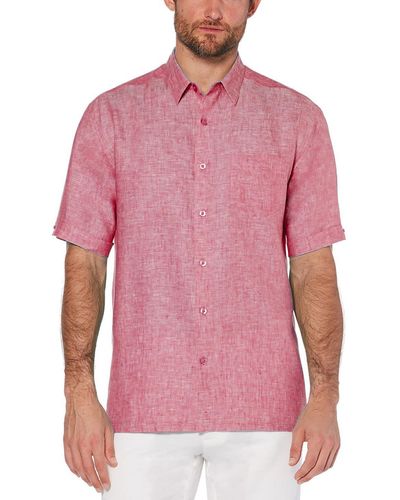 Cubavera Linen Slub Button-down Shirt - Pink