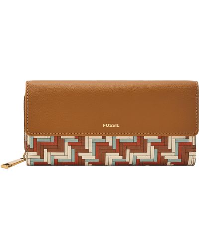 Fossil Jori Printed Polyurethane Flap Clutch - Brown