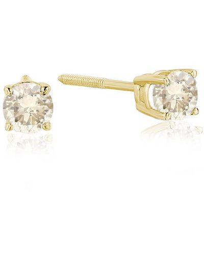 Vir Jewels 1/4 Cttw Champagne Diamond Stud Earrings 14k Gold Round Screw Backs - Metallic