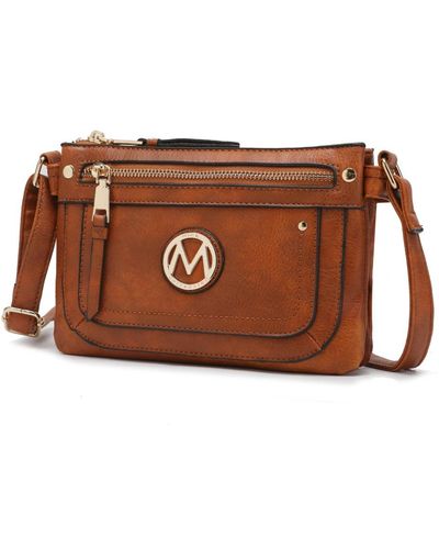 MKF Collection by Mia K Elaina Multi Pocket Crossbody Handbag - Brown