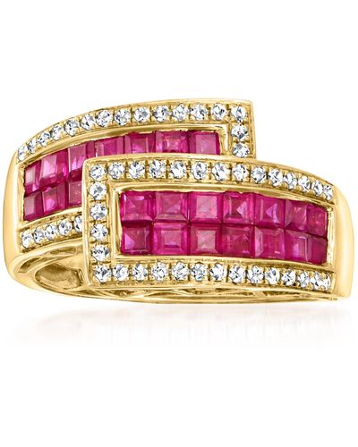 Ross-Simons Ruby And . Diamond Bypass Ring - Red